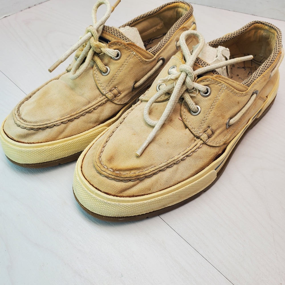 Ocean‎ Pacific Spinnaker Sand Boat Shoes Mens Size 8.5 Canvas Deck Shoes